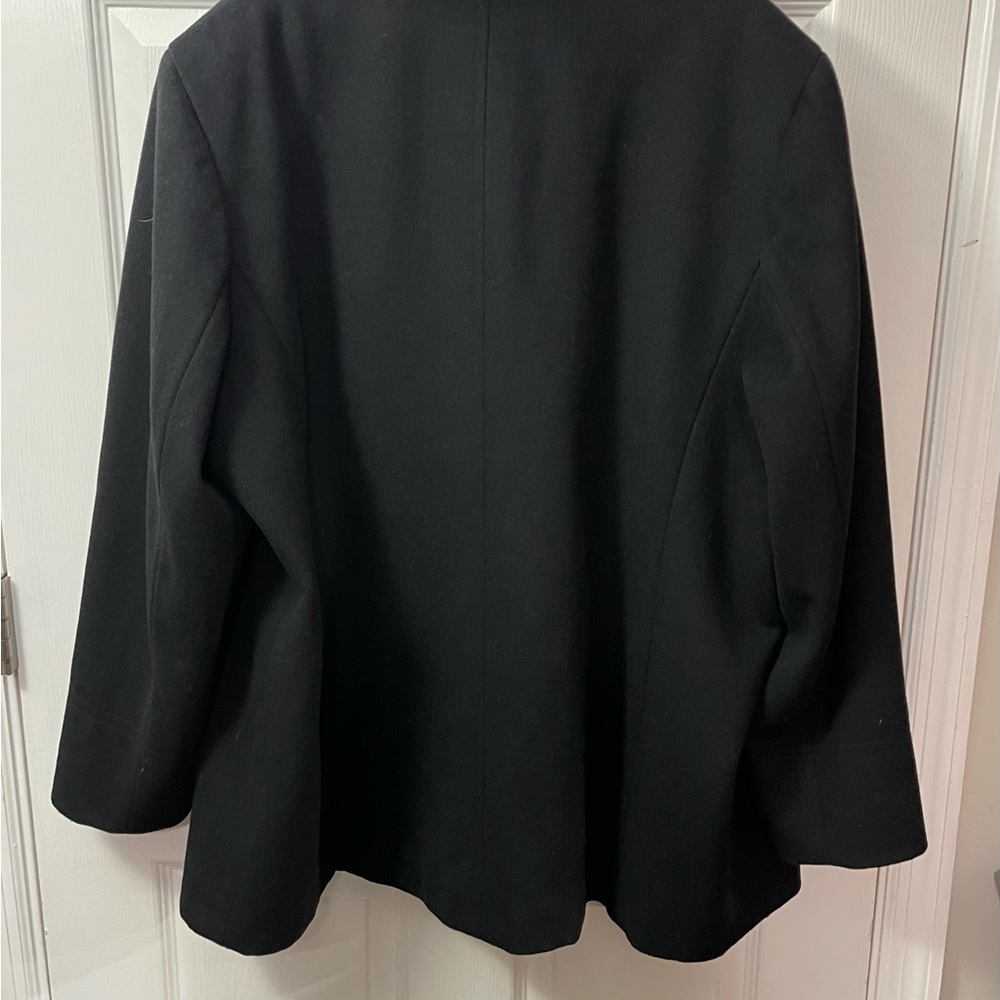 Calvin Klein Vintage Black Wool Cashmere Blend Peacoat Women's Approx SZ XL - Picture 6 of 15